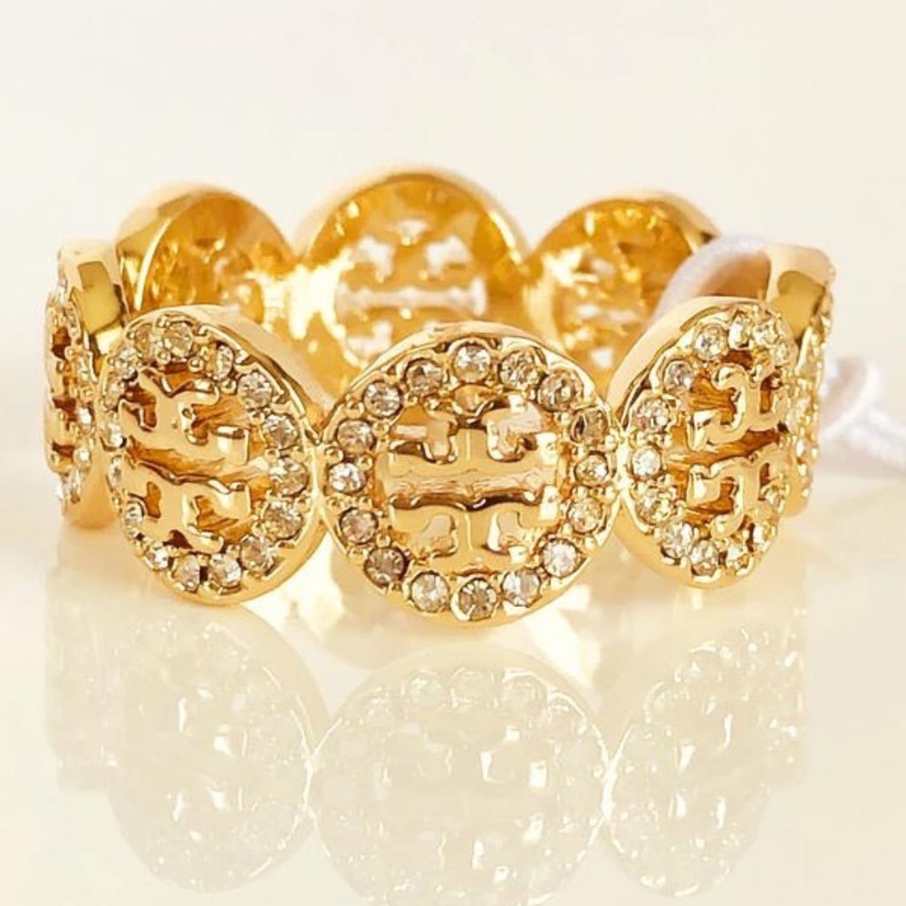 NWT Tory Burch Miller Swarovski Crystal Pave Ring Sz 6 & 7 Rtl $215